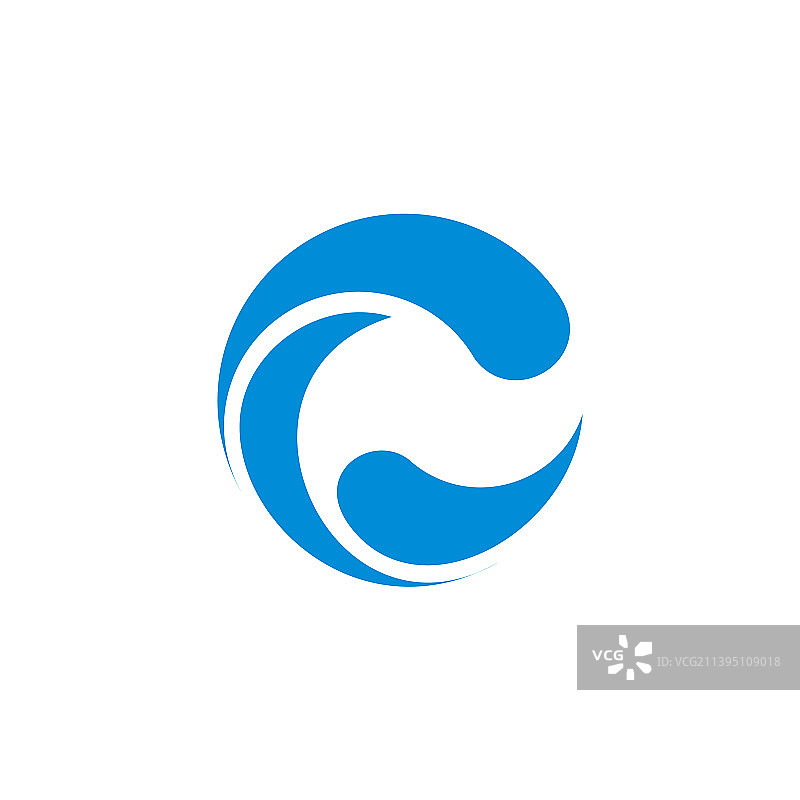 字母C水花运动几何干净标志图片素材