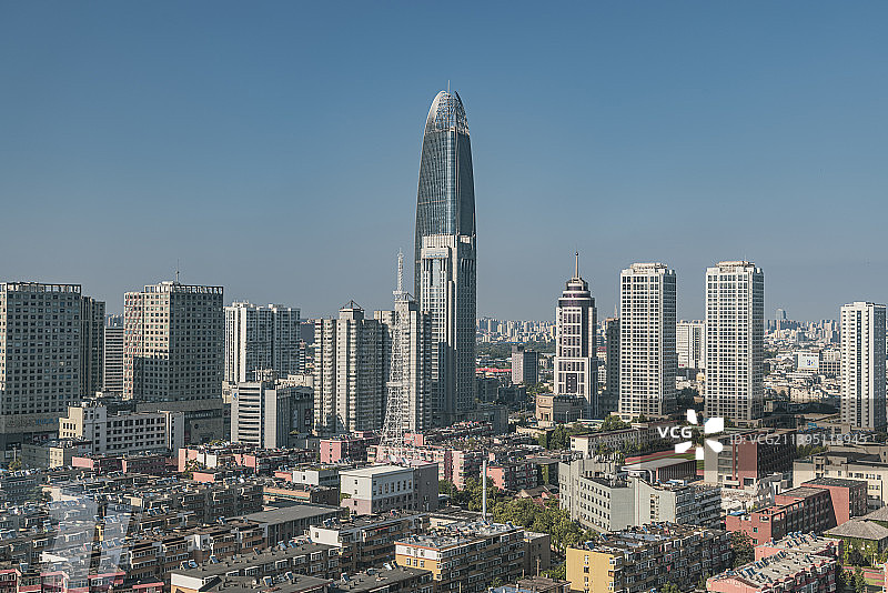 航拍济南泉城市市中区地标绿地中心市貌图图片素材