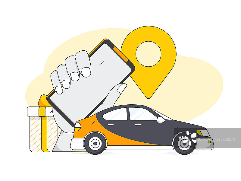 白领打车出行扁平矢量概念运营插画图片素材