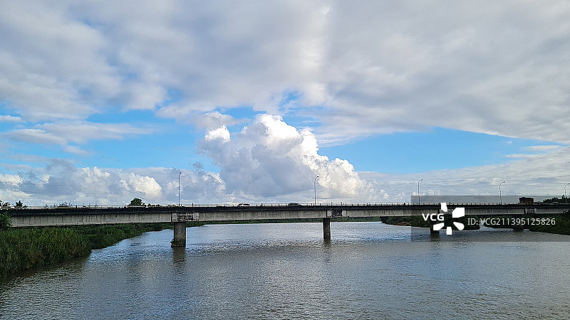 印度尼西亚日惹天空下的河流美景图片素材
