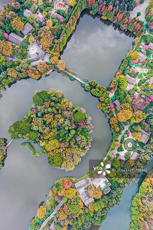 航拍云南民族村景区 昆明旅游目的地图片素材