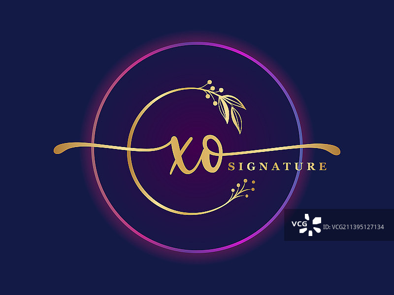 奢华金色签名首字母XO标志设计图片素材