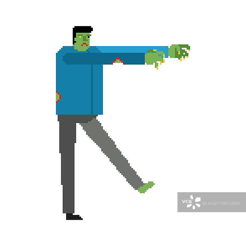 像素风8位绿色僵尸图片素材