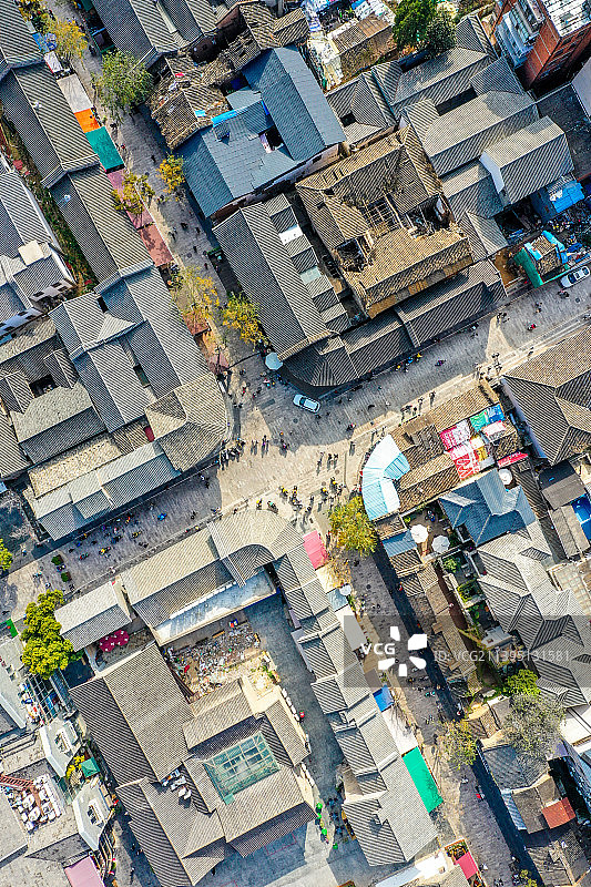 航拍云南昆明老街街区 文明街历史街区步行街图片素材