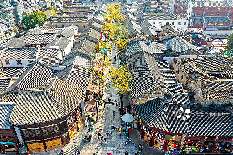 航拍云南昆明老街街区 文明街历史街区步行街图片素材