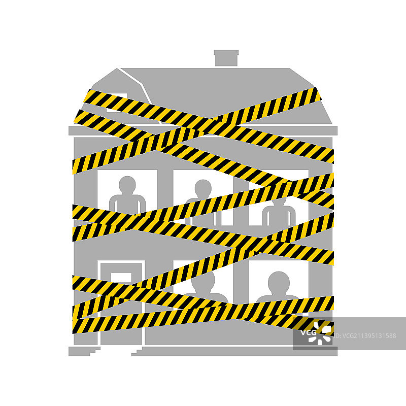 黄色包裹的自我隔离房屋图片素材