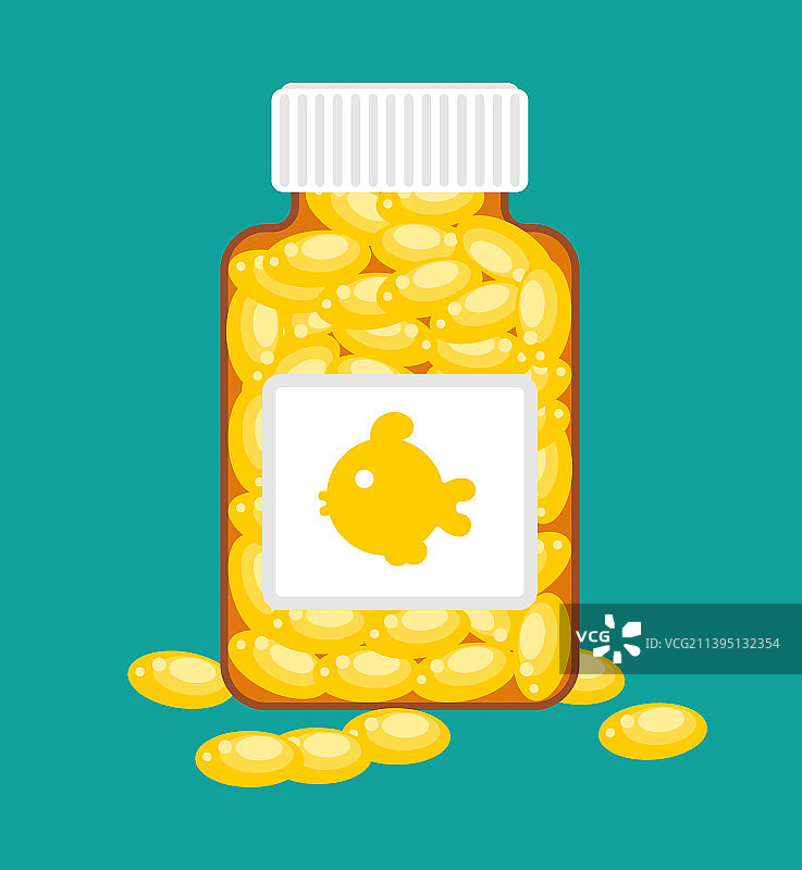 孤立的鱼油瓶和胶囊图片素材