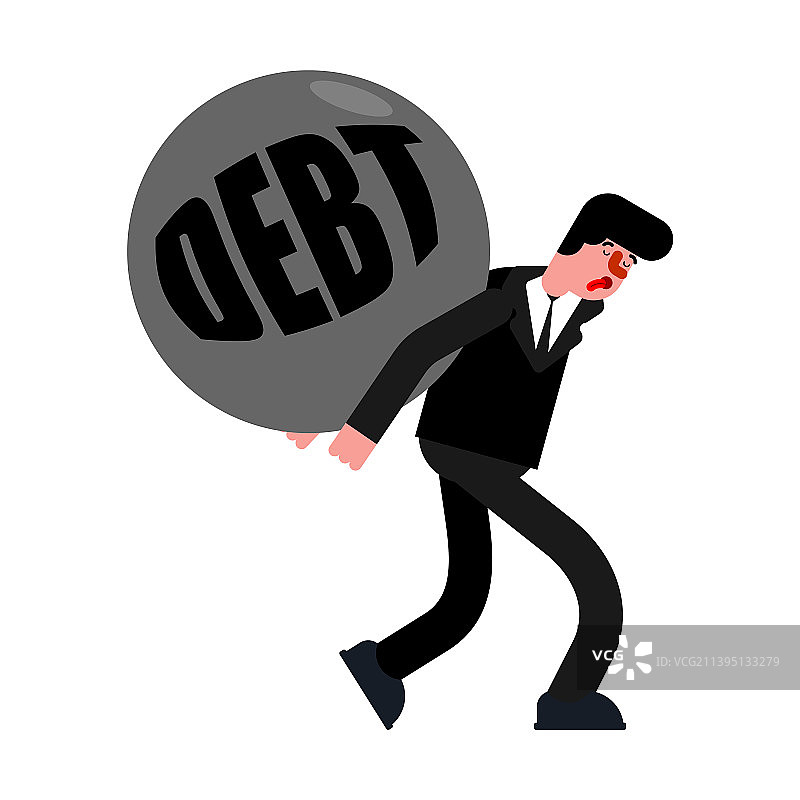 男子背负债务，为还债而疲惫图片素材