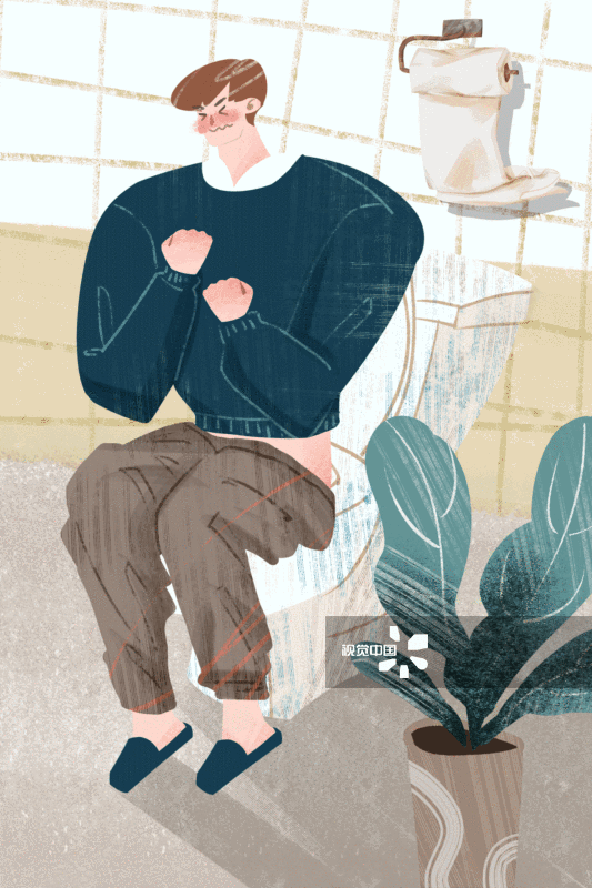 男性便秘插画-GIF动图图片素材