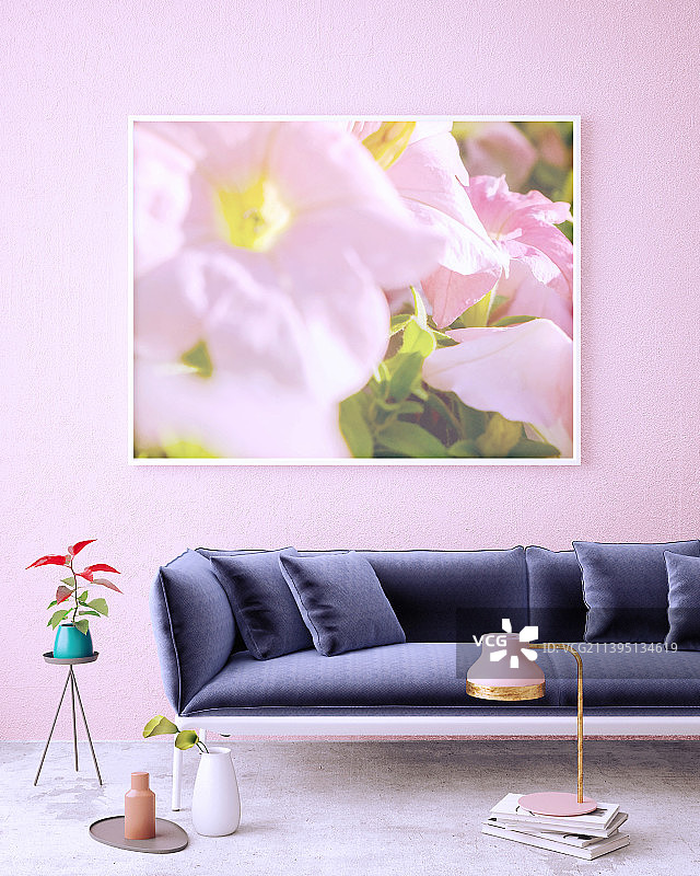 马卡龙粉色欧式浪漫沙发客厅家居装饰画室内设计背景墙图片素材