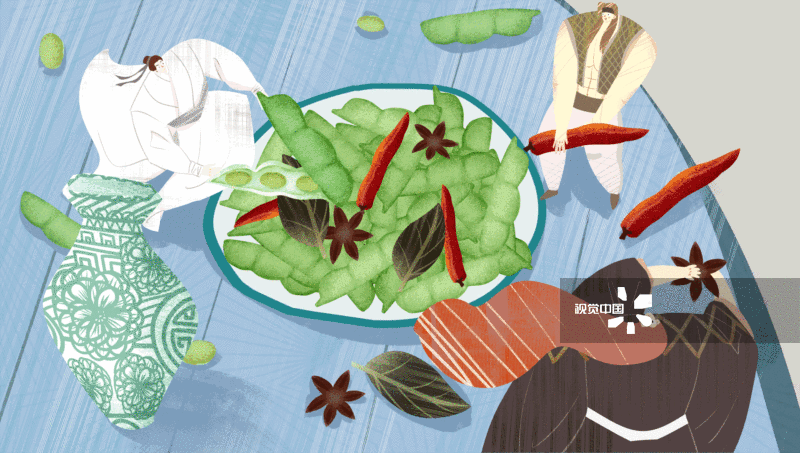 二十四节气小暑美食”卤水毛豆“-GIF动图图片素材