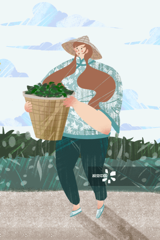 采茶女插画-GIF动图图片素材