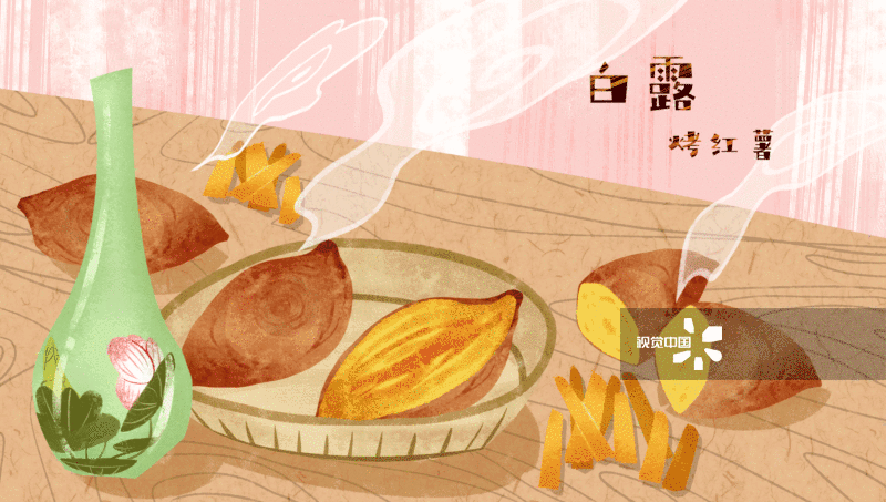 二十四节气白露美食“烤红薯”-GIF动图图片素材