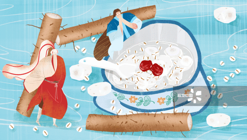 二十四节气秋分美食“山药薏米粥”-GIF动图图片素材