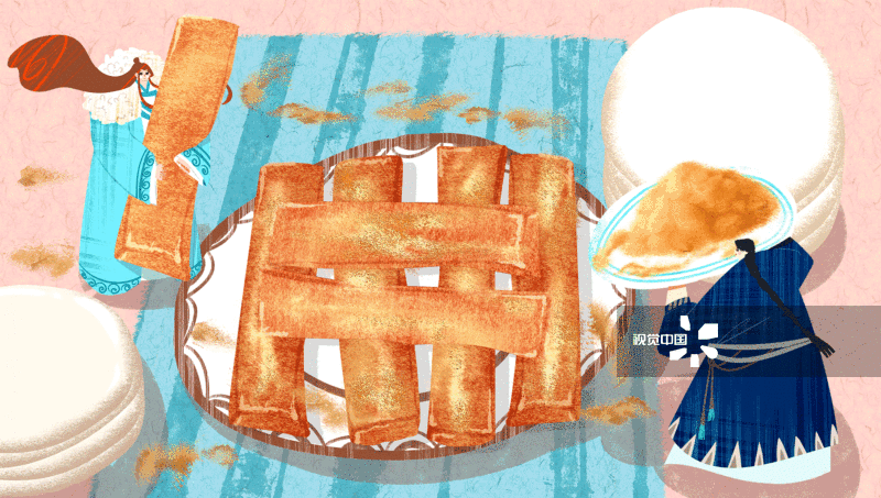 二十四节气小雪美食“糍粑”-GIF动图图片素材