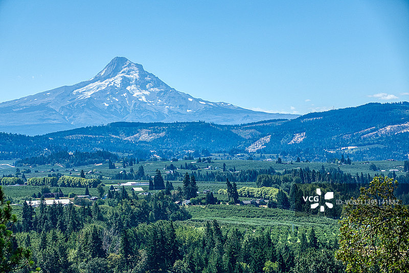 美国俄勒冈州胡德河雪山风光图片素材