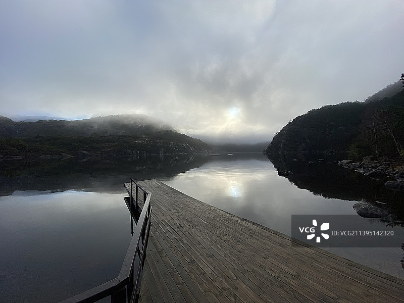 挪威吕菲尔克的湖泊风光图片素材