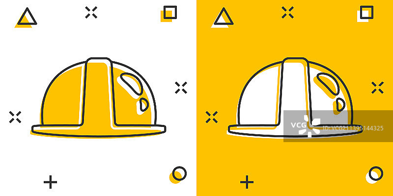 漫画风格的安全施工头盔图标图片素材