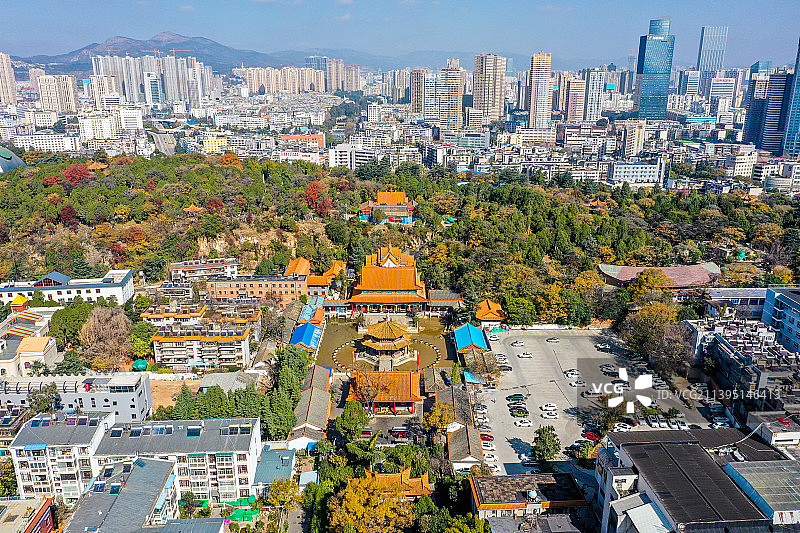 航拍云南昆明圆通禅寺 圆通山圆通寺图片素材