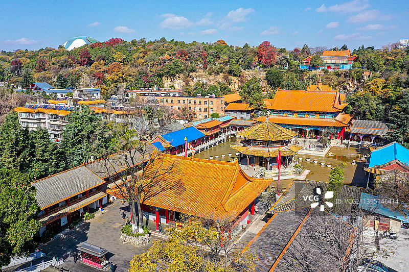 航拍云南昆明圆通禅寺 圆通山圆通寺图片素材