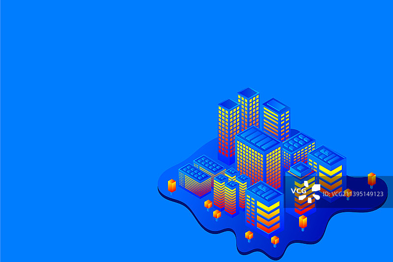 等距的未来城市房地产图片素材