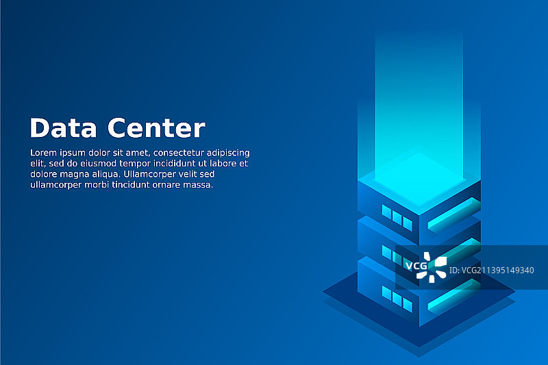 数据中心等距抽象3d托管服务器图片素材
