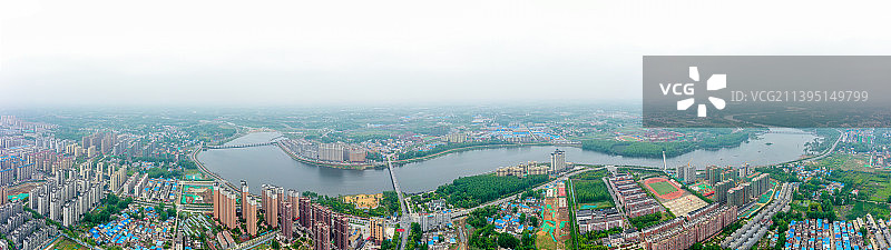 航拍潢河 河南省信阳市光山县图片素材