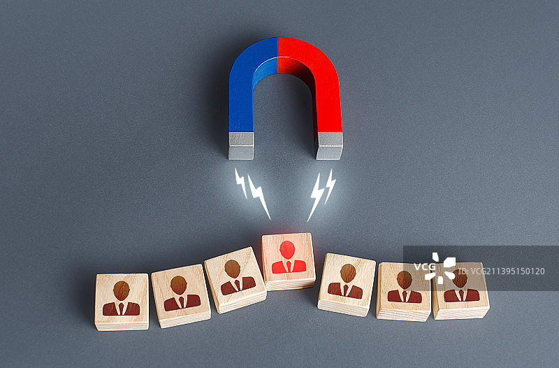 磁铁试图从团队中抢走不可替代的关键员工图片素材