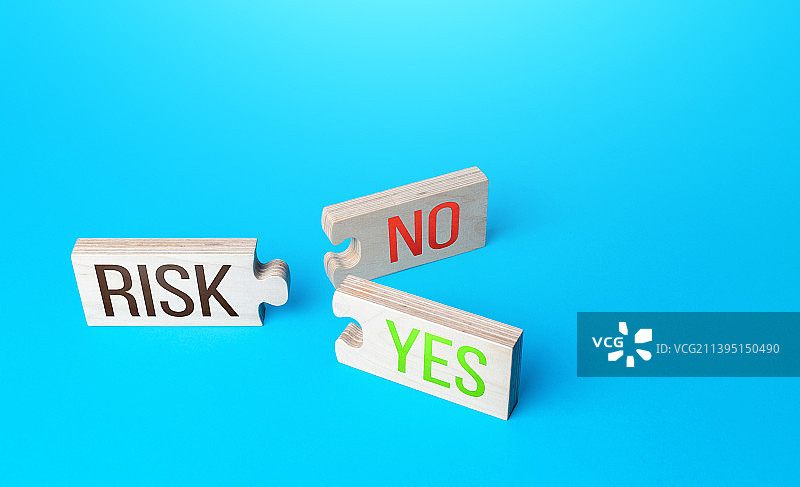 具有是与否组合连接的风险拼图图片素材