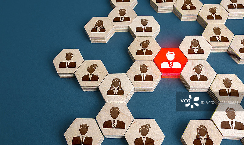 人群关系结构中的红衣男人图片素材