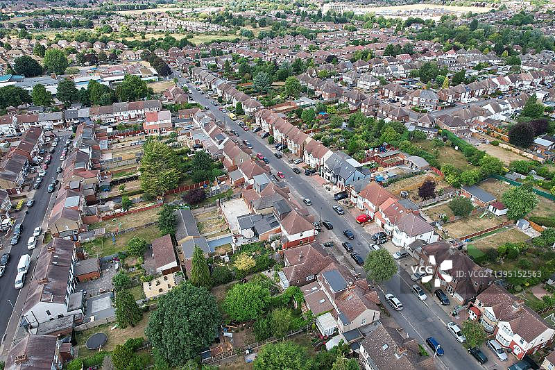 鸟瞰圣区卢顿英格兰的住宅和房屋，卢顿，英国，英国图片素材