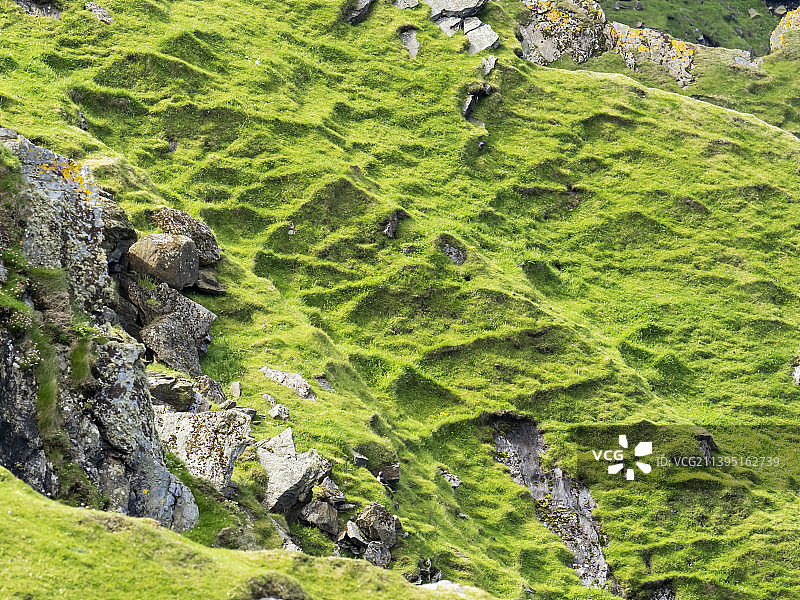 设德兰群岛安斯特岛赫尔马内斯山坡上的图案，英国图片素材