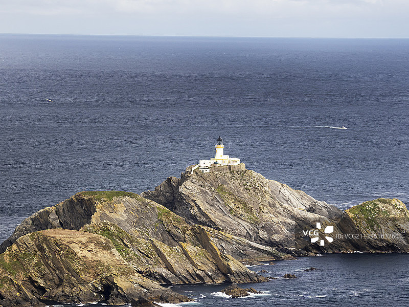 英国设得兰群岛Unst岛Herma Ness的Muckle Flugga灯塔，是不列颠群岛最北端图片素材