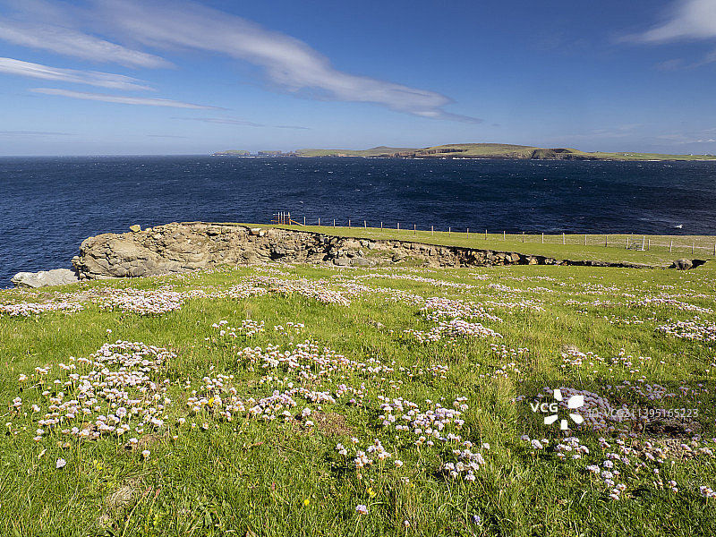 从英国设得兰群岛主岛赫克斯特眺望帕帕斯图尔图片素材