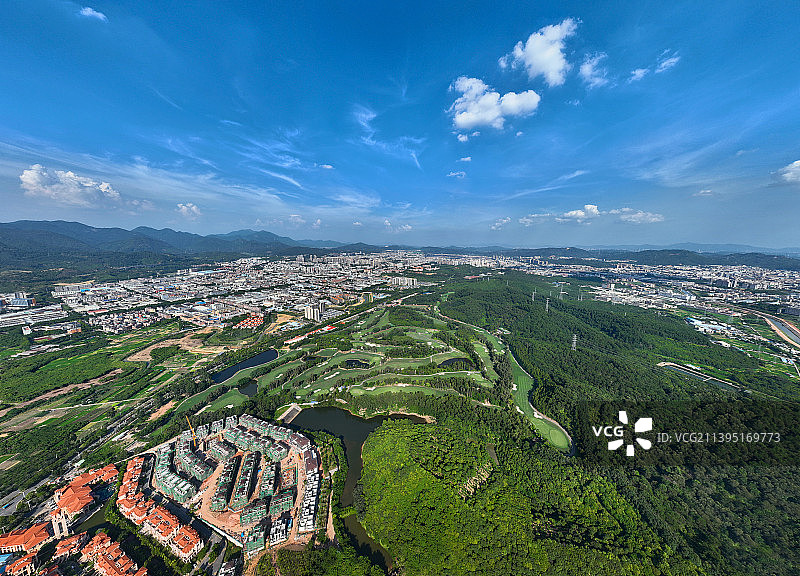 广东省东莞市清溪镇东莞银利外商高尔夫球俱乐部航拍图片素材