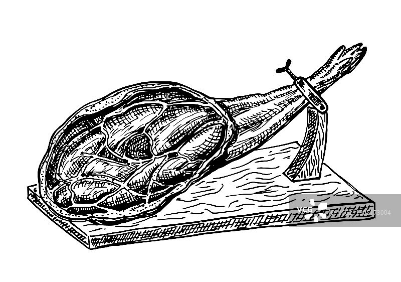 手绘西班牙火腿草图图片素材