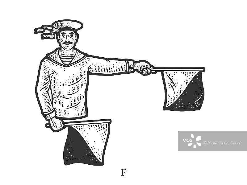 旗语字母f草图图片素材