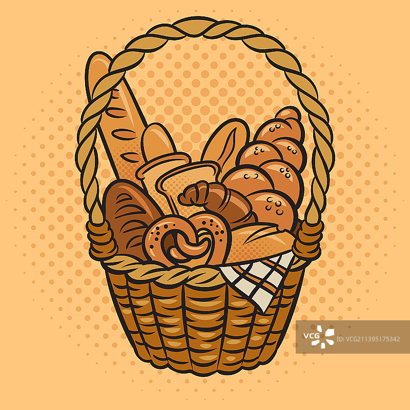 面包篮漫画波普艺术图片素材