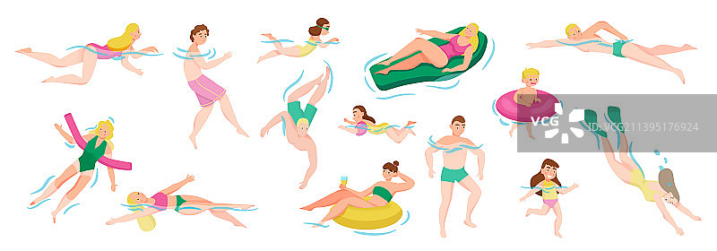 游泳服装人物图标合集图片素材