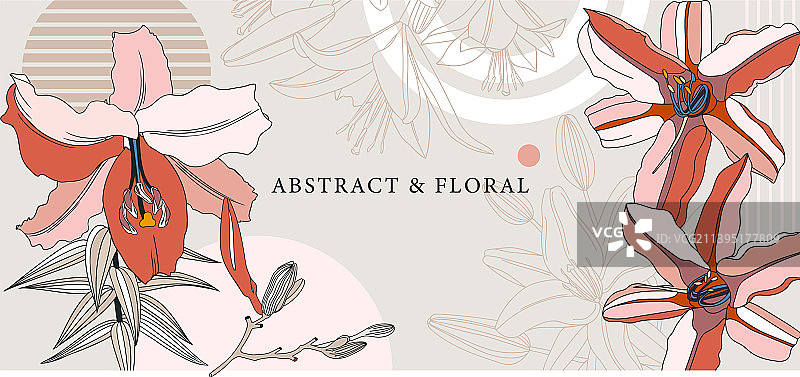 拼贴风格手绘百合花图片素材