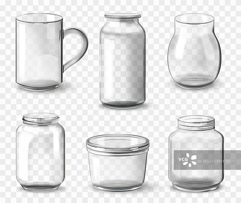 逼真玻璃罐集合图片素材