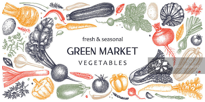 手绘蔬菜banner设计图片素材