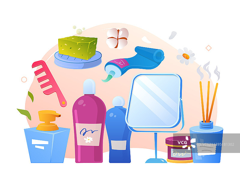 现代彩色个人美容护理套装图片素材