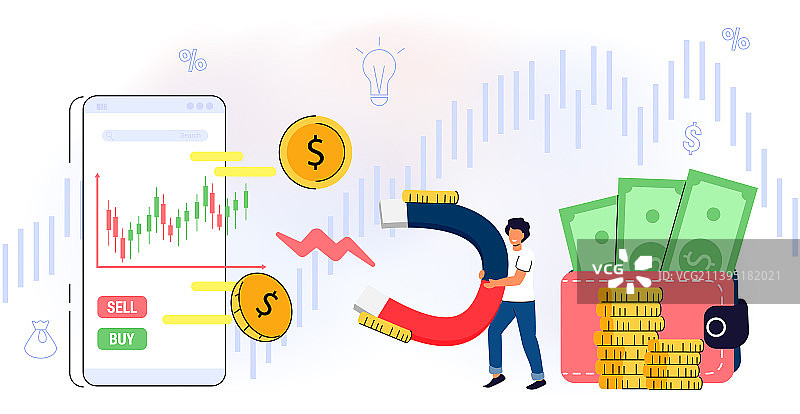 获利和图表信号买入或卖出投资者图片素材
