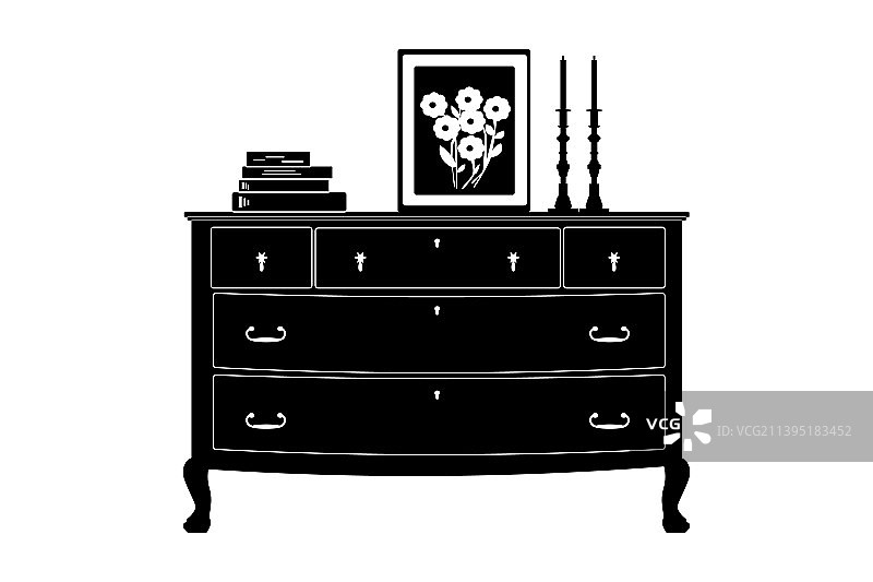 带抽屉的木制梳妆台图片素材