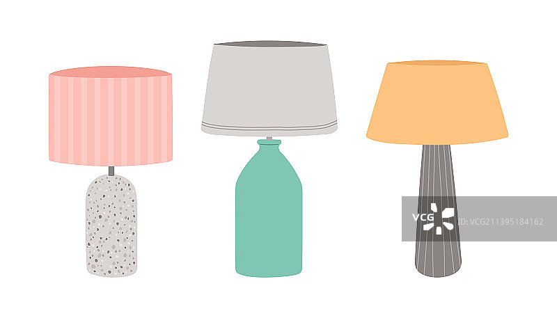 扁平风格台灯套装设计图片素材