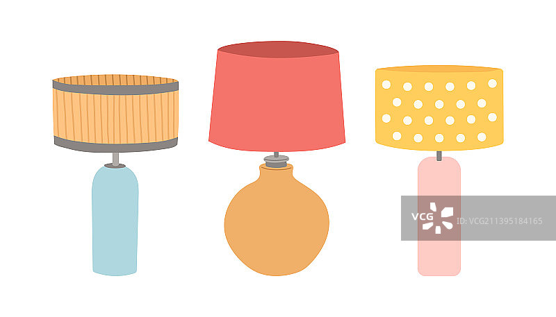 扁平风格台灯套装设计图片素材