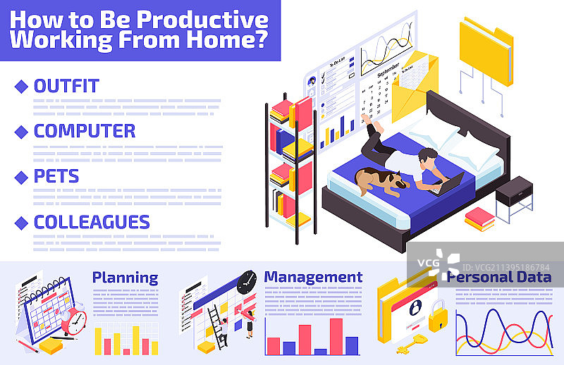 居家办公效率信息图图片素材