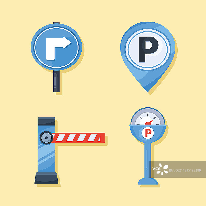 四个停车信号图标图片素材