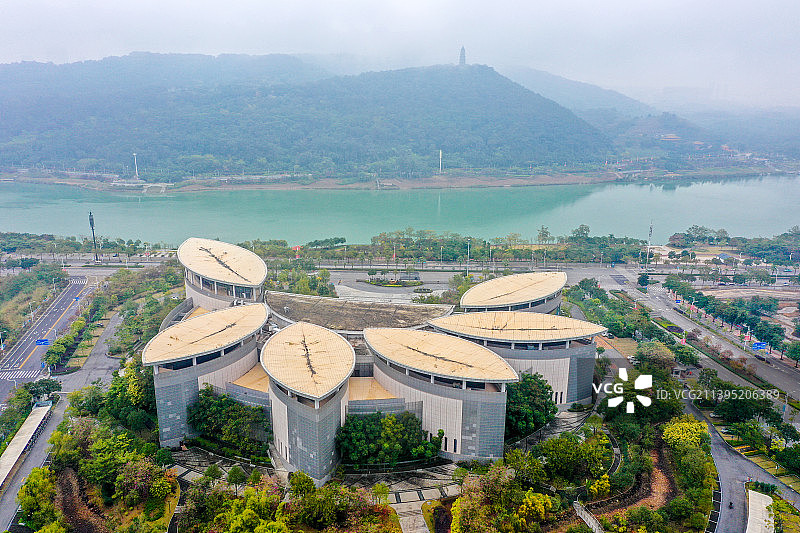 航拍广西南宁博物馆展馆建筑外景图片素材